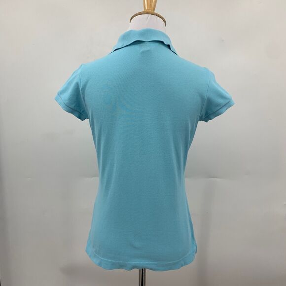 Lilly Pulitzer Shirt Womens S Small Aqua Polo Stretch Slit Hem Cap Sleeve *READ - Picture 5 of 12